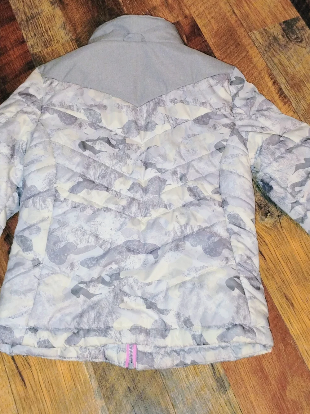 Gerry Weber Girls Gray Camo Puffer Jacket with Pink Trim 7/8